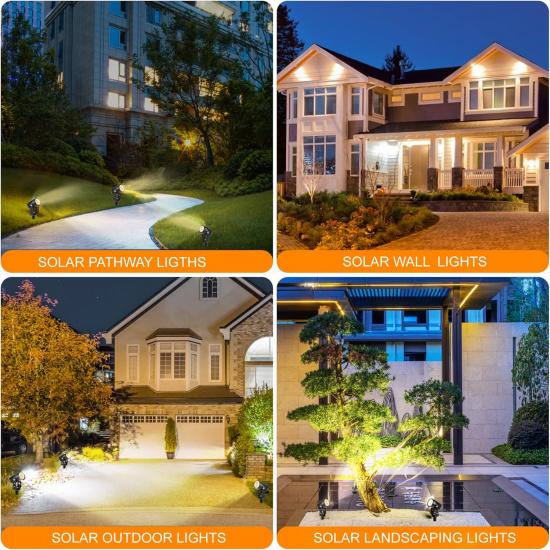 SUNLONG Solar-Powered Cast Aluminium Warm White LED Spotlight for Outdoor Garden Yard Landscape Tree Uplight Downlight