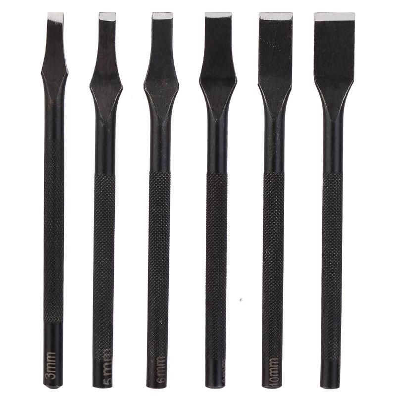 6pcs Leather Punch Set 3-12mm Flat Tip Straight Punch Hollow Cutter DIY Leather Craft Tool Belt Hole Punch Hand Tool Set