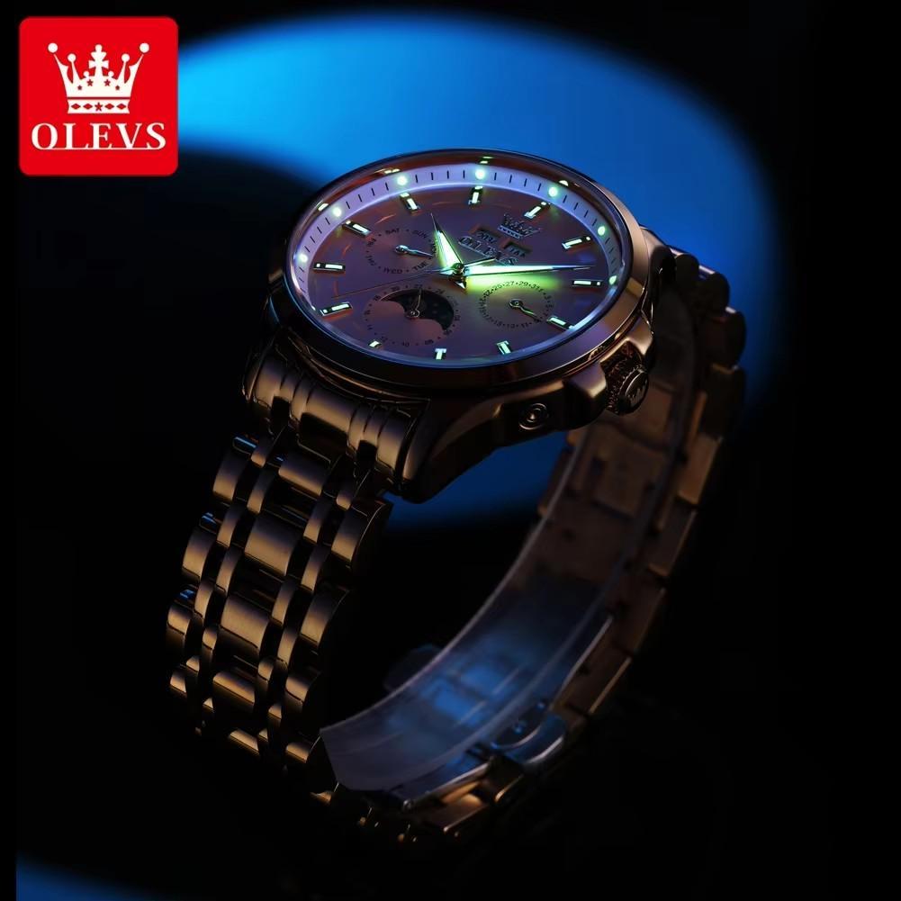 Luxusní pánské plně automatické mechanické hodinky Multifunkční vodotěsné hodinky s fází měsíce Pánské sportovní hodinky