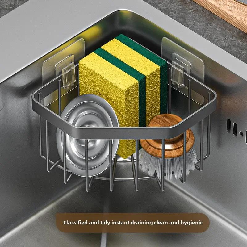 Küchenaufbewahrung Abtropfkorb Spülbeckenhalter Verstellbares Seifen Schwammregal Wandmontierter Abtropfkorb Kunststoff Heimküchenzubehör