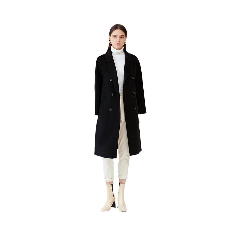 Red Wool Double-faced Long Coat with Belt - Winter Fashion Outerwear
