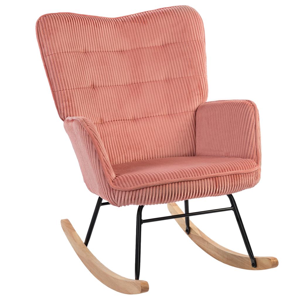 Rocking Chair, Relax Chair, Rocking Armchair, Load Capacity Up To 120 Kg, Polyester, 98 X 71 X 101 Cm, Pink