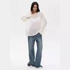 Suéteres de crochet suaves de gran tamaño para mujer, suéter de punto sexy de moda con cuello redondo y manga larga, suéter holgado para cubrirse, blusas de punto para mujer