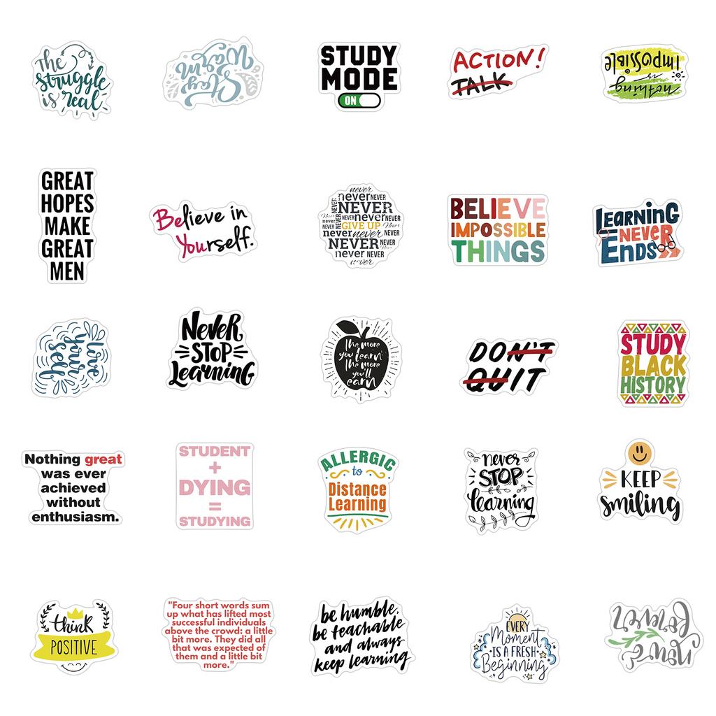 50 Inspirational English Slogans Graffiti Stickers Decorate Suitcases Without Leaving Glue and Waterproof
