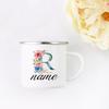 Personalisierte Blumige Initialen Namensbecher Benutzerdefinierter Name Tee Kaffee Heiße Schokolade Tasse Braut Brautjungfer Muttertag Geschenk für Sie