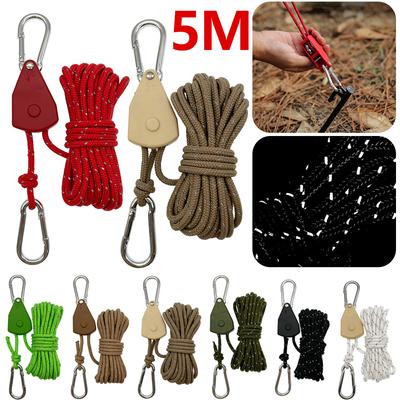 5M Camping Seil Zelt Verstellbar Seil Verschluss Feste Schnalle Kleiderbügel Lichter Outdoor Guy Linien Reflektierende Camping Markise Wind Seil