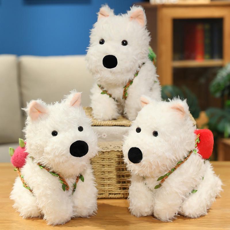 Highland Terrier West Plush Doll With Avocado Apple Backpacks Bow Decor Gift For