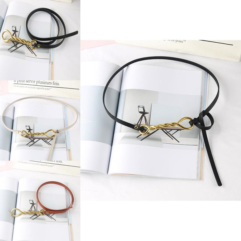 Fashion Gold Twists Knot Decoration Women Thin Belt For Fashion Dress And Summer Outfits