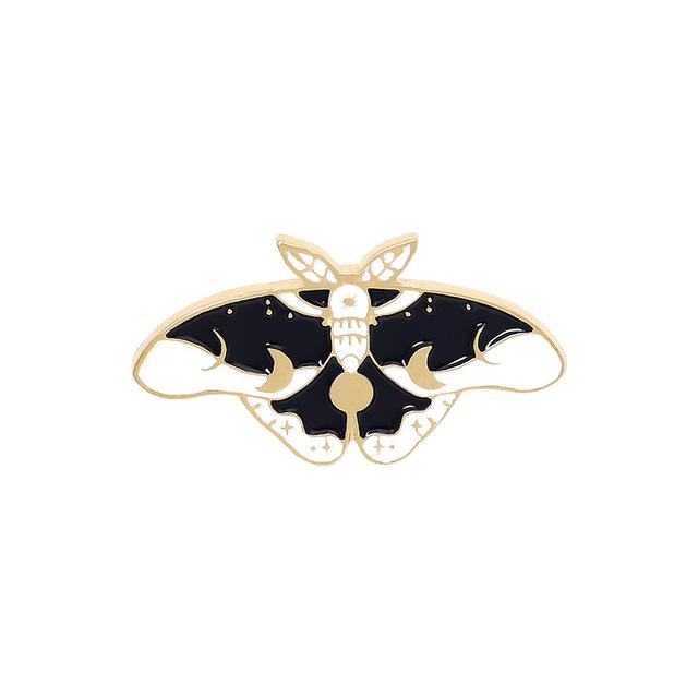 Happy Moth & Butterfly Best Friends Brooch Set - Trendy Denim Bag Accessories