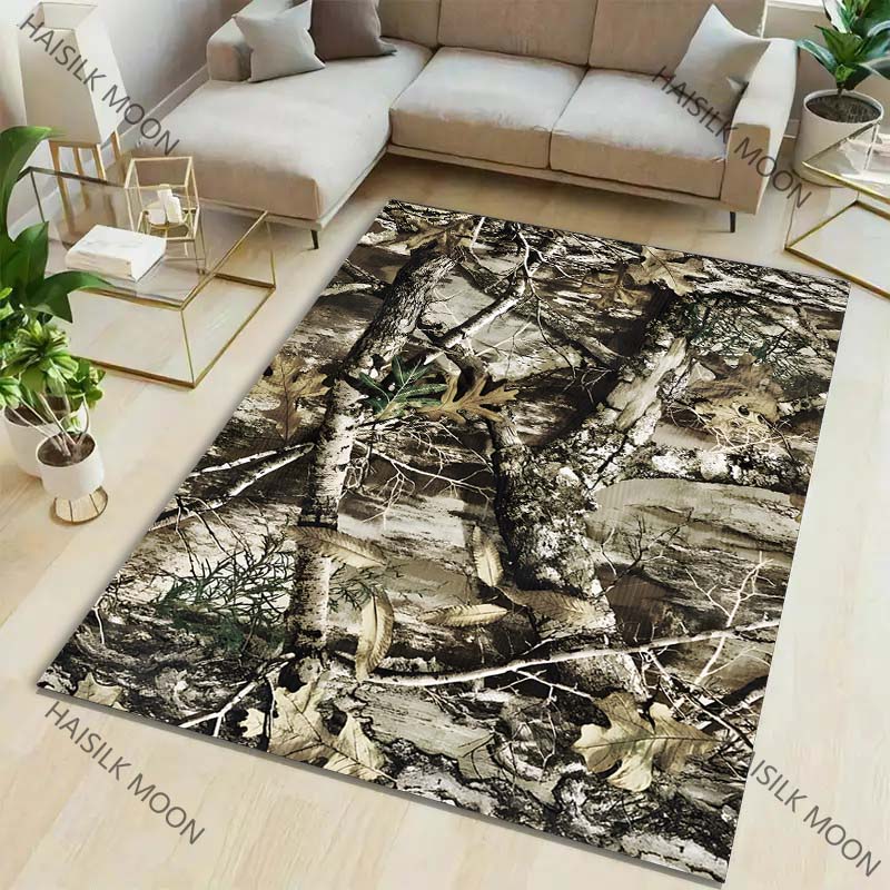 

3D Realistic Tree Camouflage Pattern Carpet Living Room Bedroom Sofa Home Decor Non slip Floor Mat Large Size Next Day Shipping 40cm x 60cm
