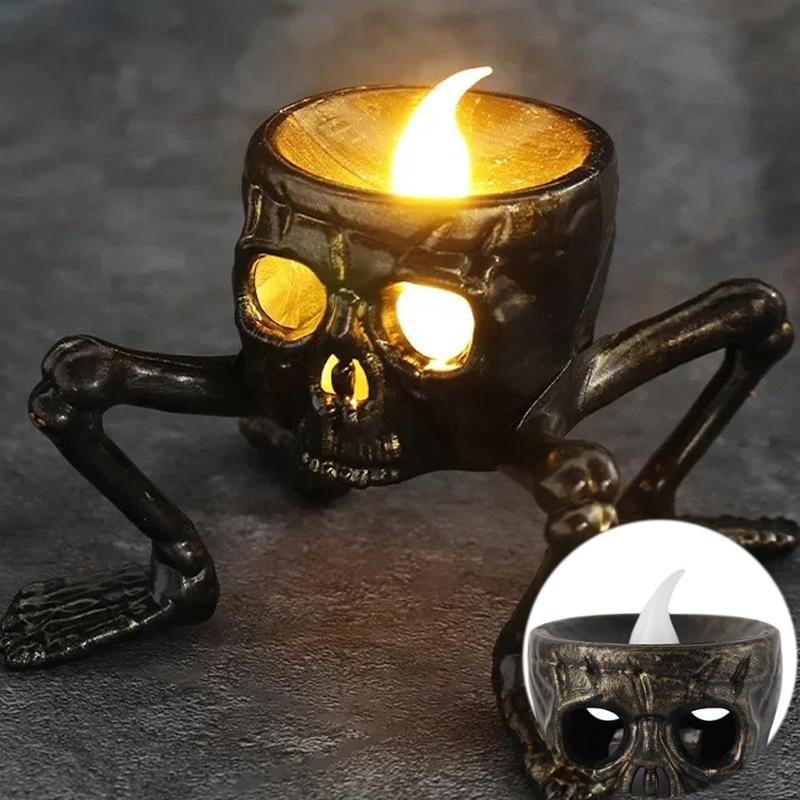 

Хэллоуин Череп Декор Светильник Светодиодный Электронный Свеча Лампа Череп Рука Атмосфера Ночной Светильник Хэллоуин Вечеринка Призрачный Дом Украшения 2PCS