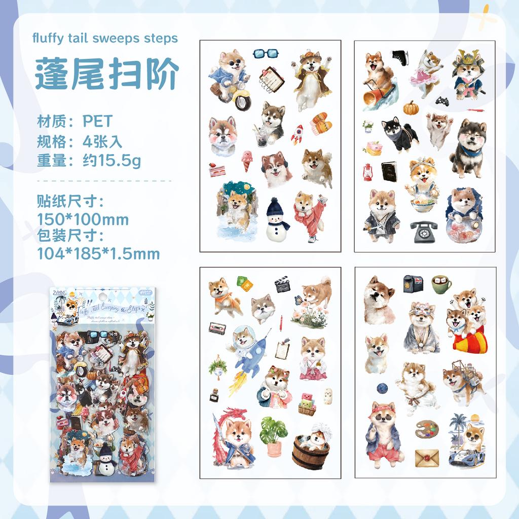 4sheets Claw Printing Companion Series Kawaii Cat and Dog Die Cutting Stickers DIY Diary Phone Case Scrapbook Aesthetic Stickers