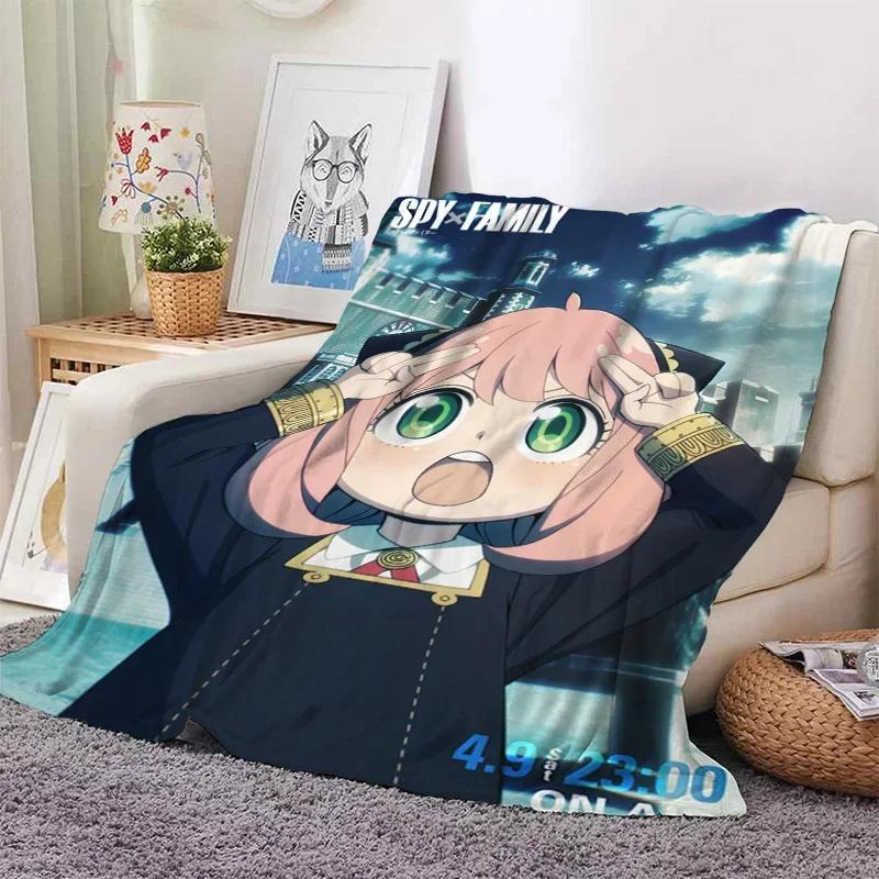 3D Print Anime Spy Family Blanket Soft Sofa Cover Throw Anya Blanket Fleece Tapestry Warm Bed Blankets for Bedroom Couch