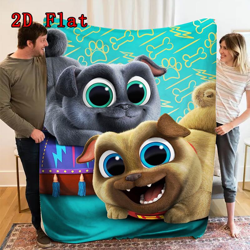 Puppy Pals Anime Cartoon 2D Flat Pattern Flannel Blanket High Quality All Seasons Warmth and Comfort Perfect for Christmas Gifts.P260914537