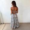 Europe, America, Summer, Printed Sleeveless Backless Temperament Elegant Suspender Dress Women's Clothing