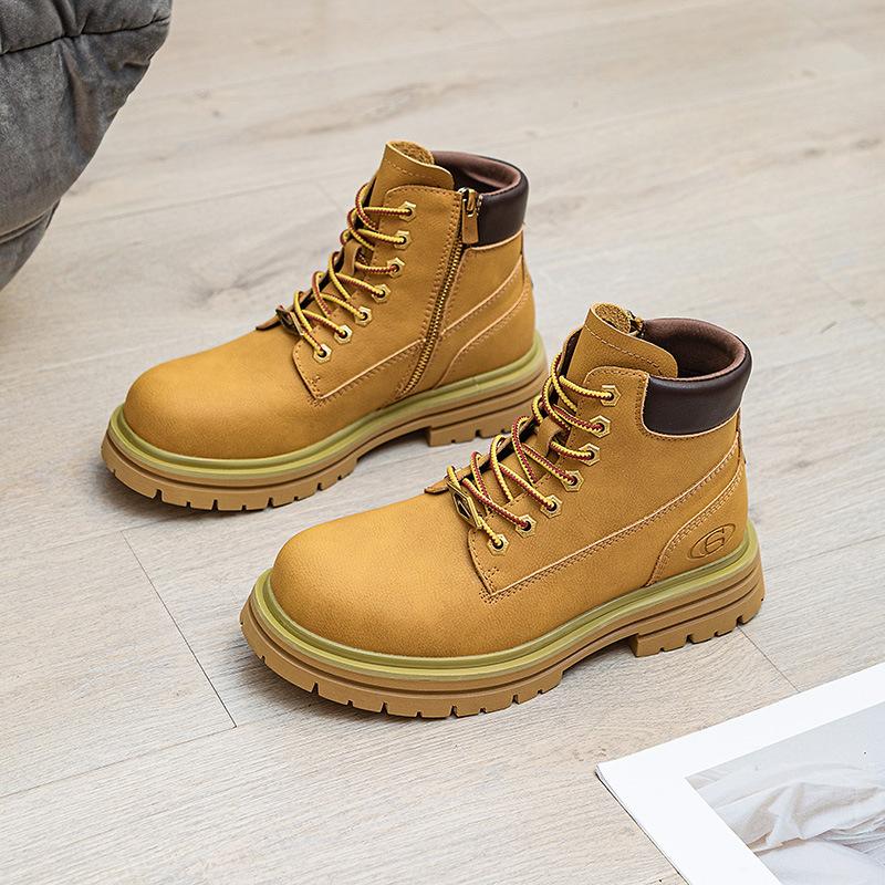 Couple rhubarb boots women's new hollowed-out breathable tooling short boots small size thick-soled inner height-increasing mountaineering boots men