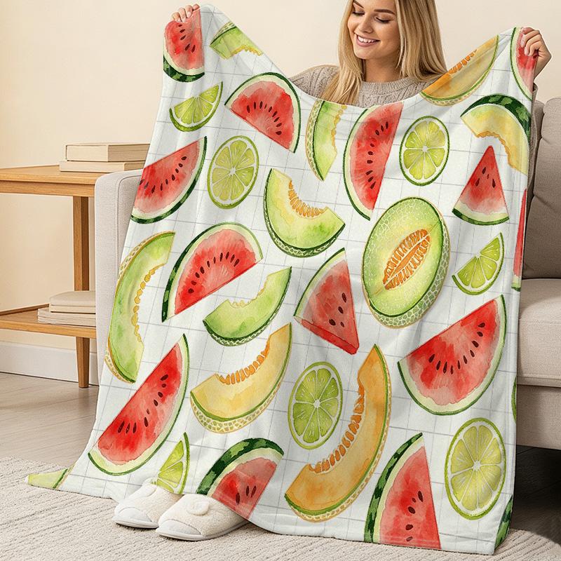 Soft Flannel Fleece Blanket,Fruit Series, Skin-friendly Breathable Lightweight All Seasons, Cozy Throw for Home Office, Halloween & Christmas Gift