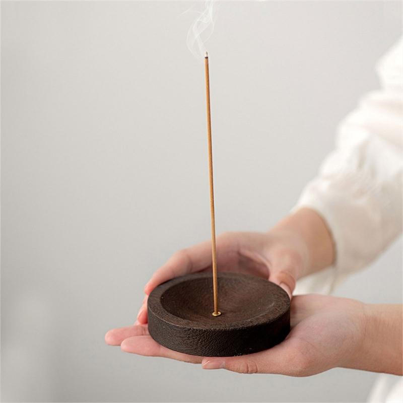 Wood Incenses Stick Stand Creative Incenses Burners Round Shaped Censer for Meditation & Relaxiation