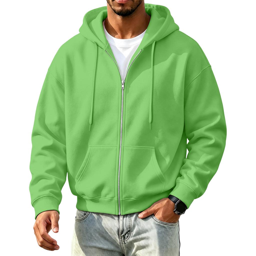 Men's Color Zip Up Hooded Sweatshirt for Winter