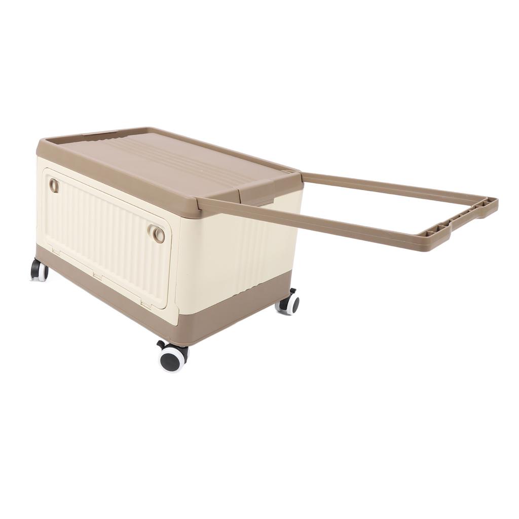 Folding Storage Bin with Lid Wheels PP Stackable Rolling Utility Storage Box Container with Handle