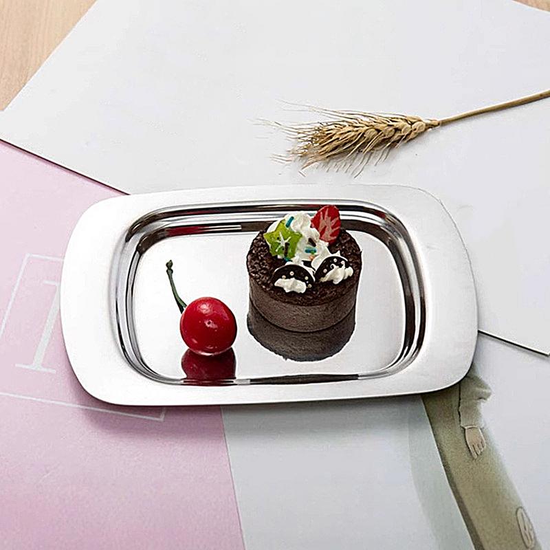 Butter Storage Box Cake Bread Fruit Container Stainless Steel Steak Salad Biscuit Serving Tray for Restaurant Hotel Kitchen