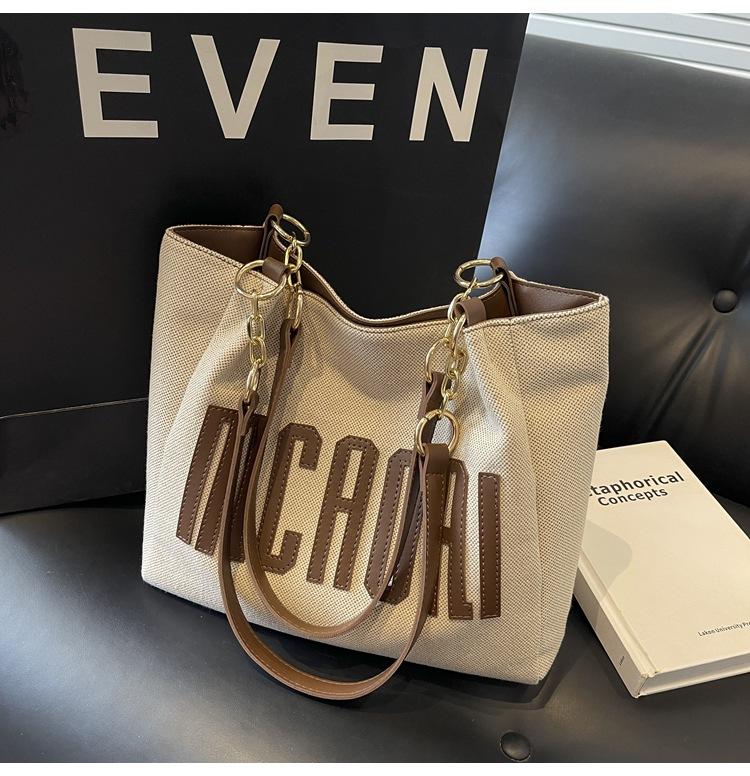 Canvas Commuter Tote Bag Women's Large-capacity New Casual Autumn and Winter Shoulder Bag College Student Class Bag