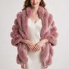2026 Fall Winter Faux Fox Fur Lace Patchwork Mid-length Shawl Coat Women Trendy