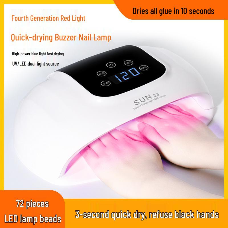 Sun23 Red Light Phototherapy Nail Lamp - Quick Dry, No Hand Blackening, Large Double Hand Size for Nail Salons.