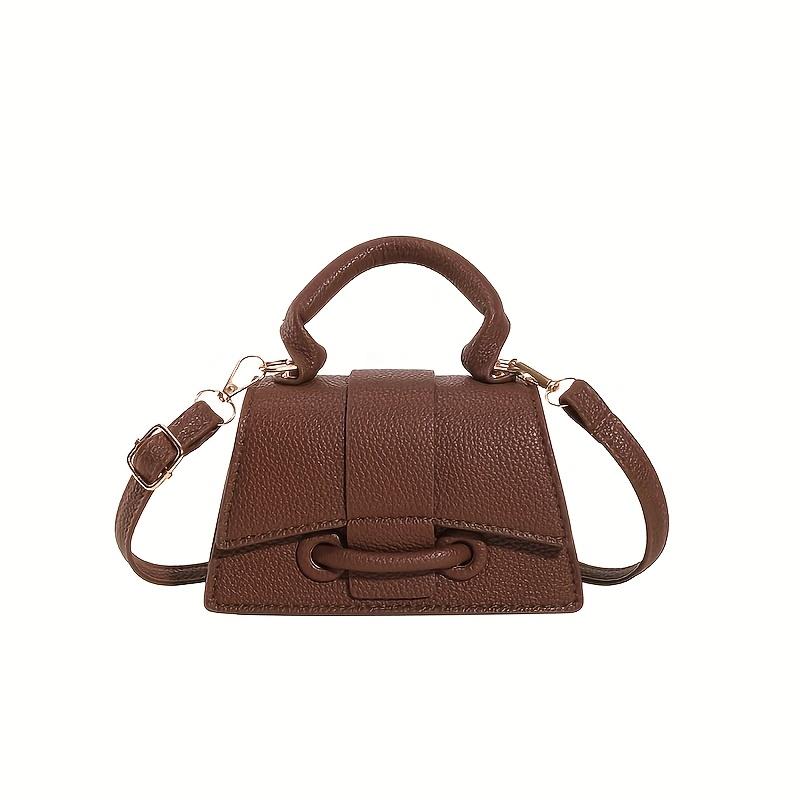 1pc Women's Elegant Handbag with Closure & Adjustable Crossbody Strap Square Top-Handle Mini Handbag, Minimalist Design for Everyday & Formal Events