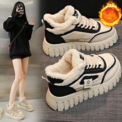 Fleecegefütterte Damen Winter Schneestiefel Wasserdicht Rutschfest Warmes Schuhwerk High-Top Stiefel Design Original Vulkanisierte Plateauschuhe