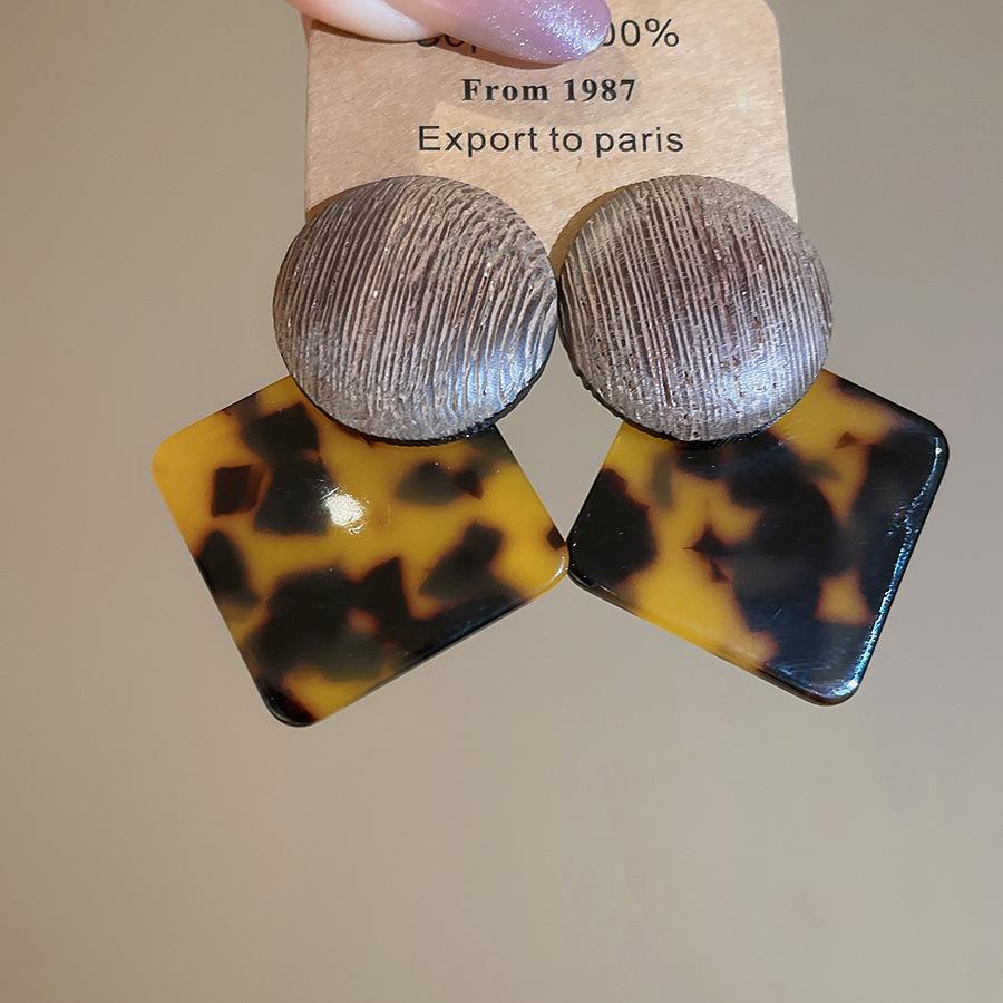 European and American retro fabric flower fringed leopard print earrings earrings personalized temperament earrings women