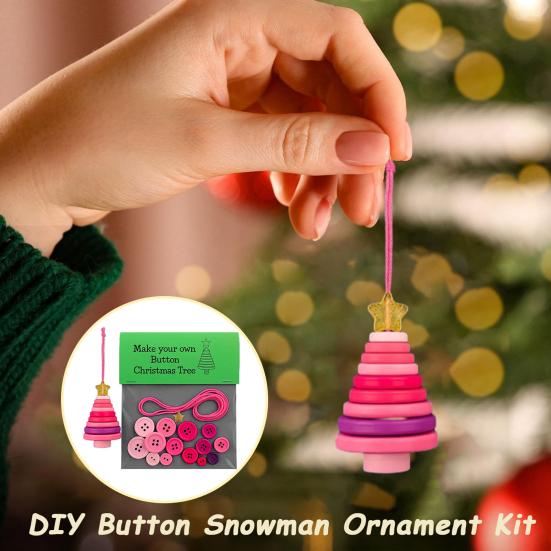 DIY Christmas Button Ornament Button Snowman Xmas Tree Decoration Kit Hanging Button Santa Claus Craft Set for Kids Adults Festive Home Decor