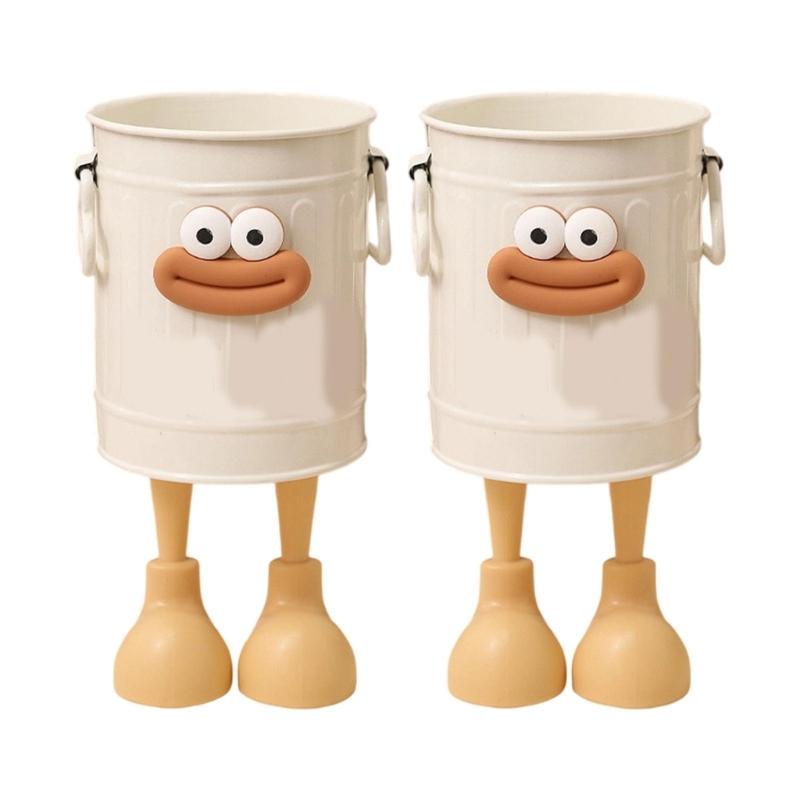 2Pcs Cartoon Pen Cup Multipurpose Desk Pen Organiser Case Makeup Brush Storage Container Office Desk Accessories