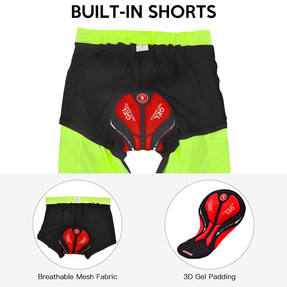 Men 2 In 1 Cycling Shorts Breathable Quick-Drying MTB Mountain Bike Baggy Shorts with 3D Padding
