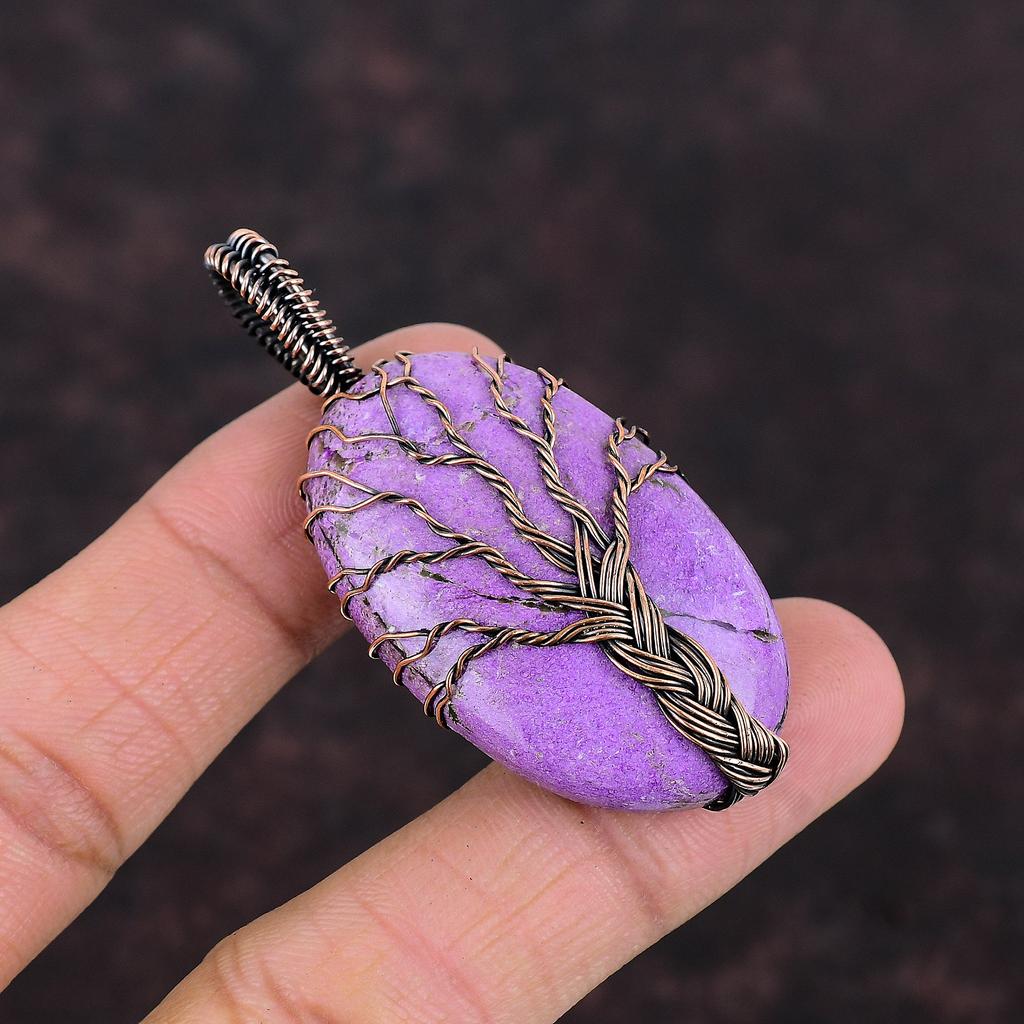 Lebensbaum Purpurit Anhänger Kupferdraht gewickelter Anhänger Handgefertigter Anhänger Designer Kupferschmuck Geschenk für Sie Drahtwicklung Edelsteinschmuck