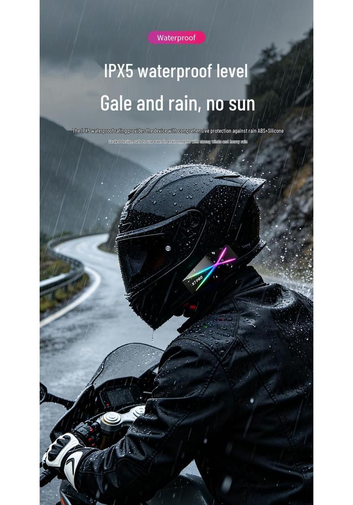 CrossX7 Bluetooth Motorcycle Helmet with Waterproof Noise-Canceling Music Earphones & 2-Person Wireless Intercom