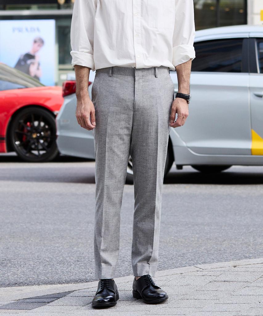 STCO Italy Marlane Wool & Linen Formal Pants_Grey (Classic Fit)_Sslub92Ctg
