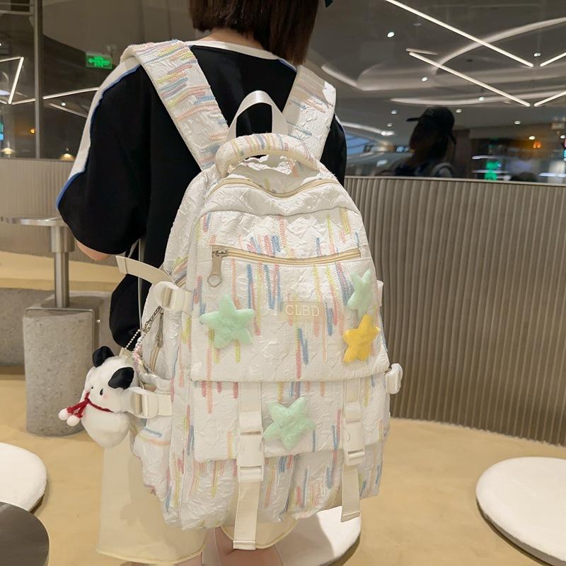 Student Skolväska Färgglada Broderier Dam Stor Kapacitet Ryggsäck