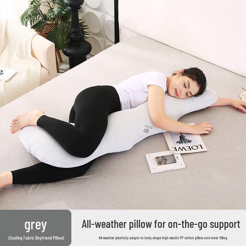 J-Shaped Multifunctional Maternity and Side Sleeper Pillow for Back Support & Breastfeeding