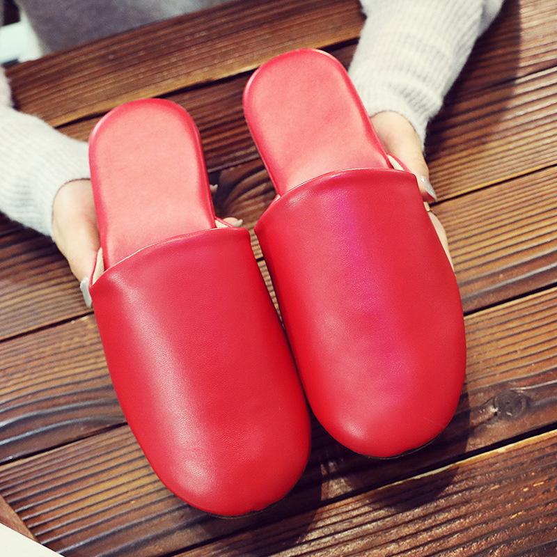 

Модные женские тапочки для дома, пара, для лета, из высококачественной искусственной кожи, балетки, с закрытым носком, повседневные, нескользящие шлепанцы, женские 39-40 красный