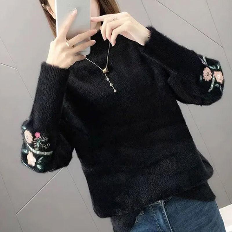 Pullover für Damen Herbst Winter Verdickter Pullover Warm Gestrickt Dehnbar Langarm Oversize Jumper Oberteile