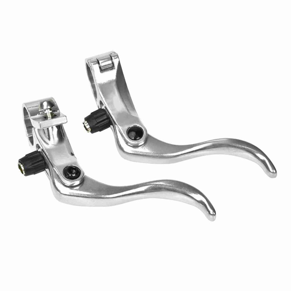 

1 pair Aluminum Alloy Brake Lever Black/Silver Lightweight Mountain Bike Brak 24mm for 24mm bicycle handlebars. срібний