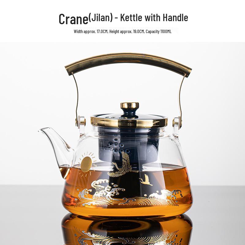 Electric Ceramic Tea Brewer with Heat-Resistant Glass Kettle - Fully Automatic Steam Heating Tea Boiler