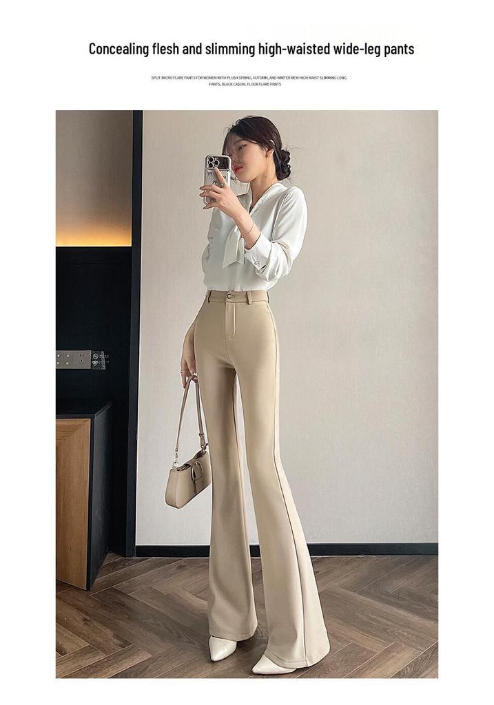 Langsha Women's High-Waisted Slim Fit Flared Casual Trousers