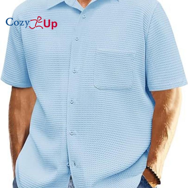 

Уютная мужская кубинская рубашка Гуаябера с коротким рукавом, повседневные летние пляжные рубашки на пуговицах M синий