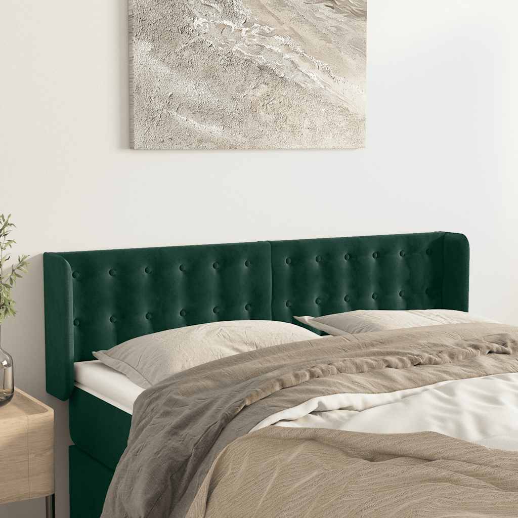 Headboard with Ears Dark Green 147 x 16 x 78 88 cm Velvet