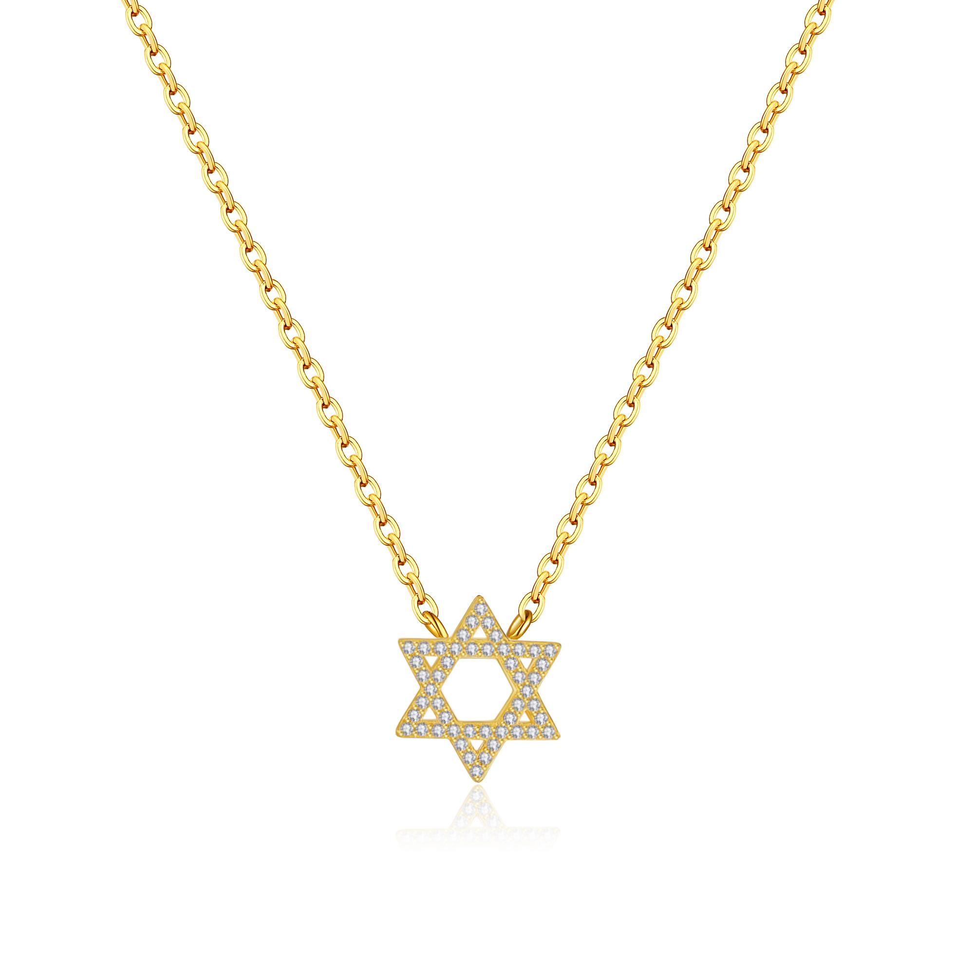 

Women 925 Sterling Silver Star of David Pendant Necklace Long Chain Fine Luxury Anniversary Wedding Jewelry золотий