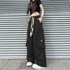 Pantaloni cargo oversize pentru femei, îmbrăcăminte de stradă, cu talie elastică, cu șnur, pantaloni de sport casual Harajuku Hip Hop, cu picioare largi