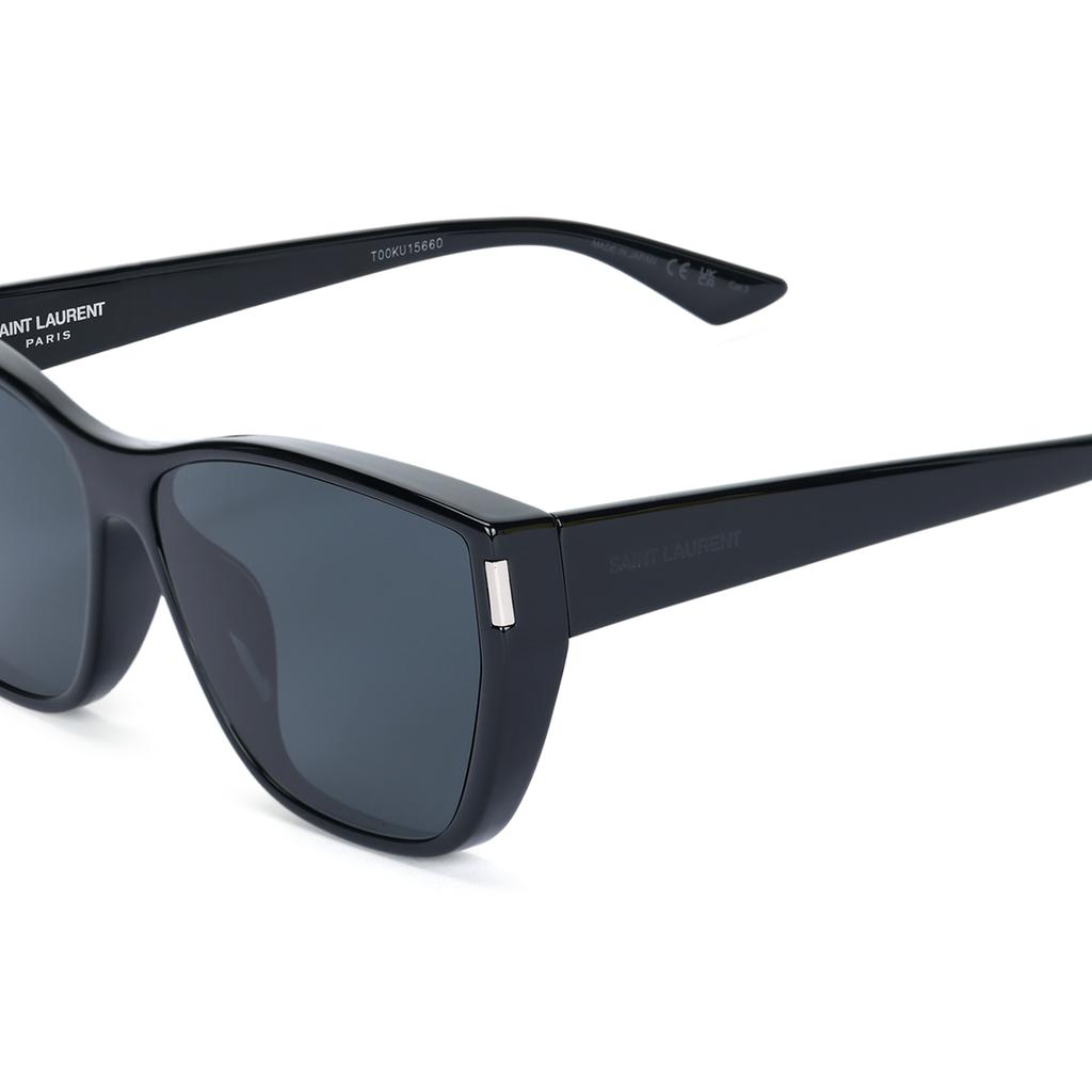 Saint Laurent Monochrome Shaped Irregular Sunglasses Women sunglasses Black SL-758-001
