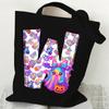 Halloween Alphabet Canvas Bag Going Out Portable Handbag Women's Large Capacity Casual Shoulder Crossbody Bag